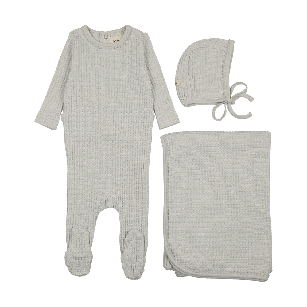 Mema Knits Honeycomb Waffle Trimmed Layette Set