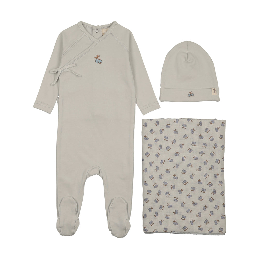 Mema Knits Cherry Print Mock Wrap Layette Set