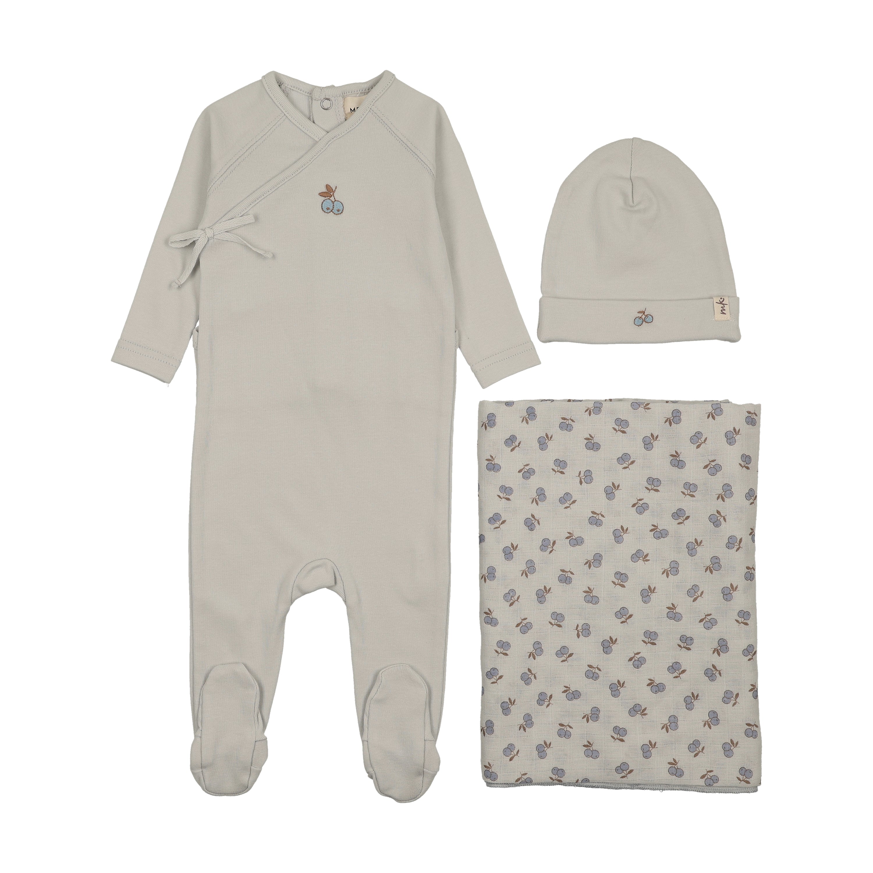 Pre-Order Mema Knits Cherry Print Mock Wrap Layette Set