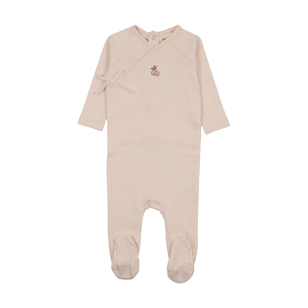 Mema Knits Cherry Print Mock Wrap Footie