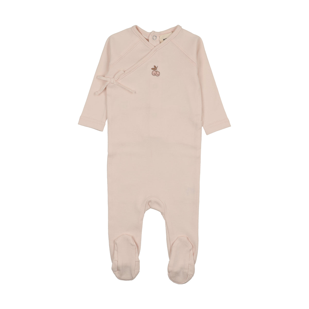 Pre-Order Mema Knits Cherry Print Mock Wrap Footie