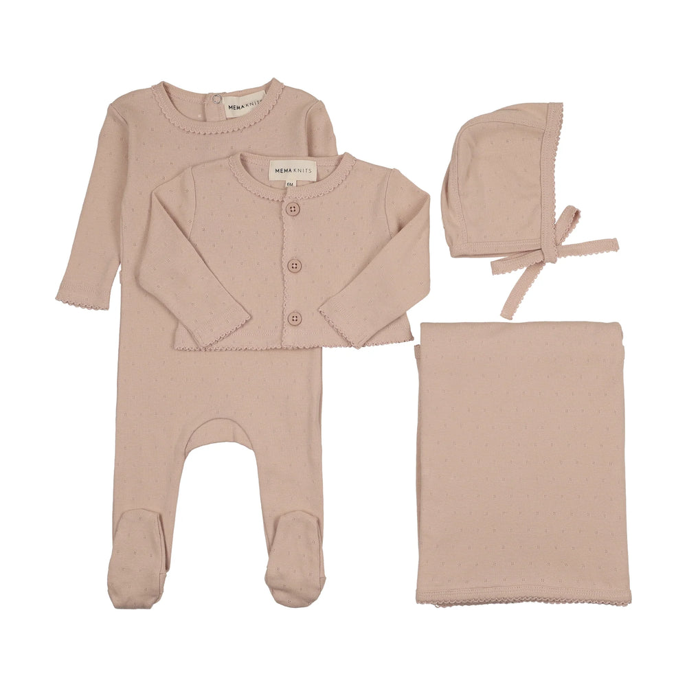 Pre-Order Mema Knits Printed Pointelle 4 Piece Set