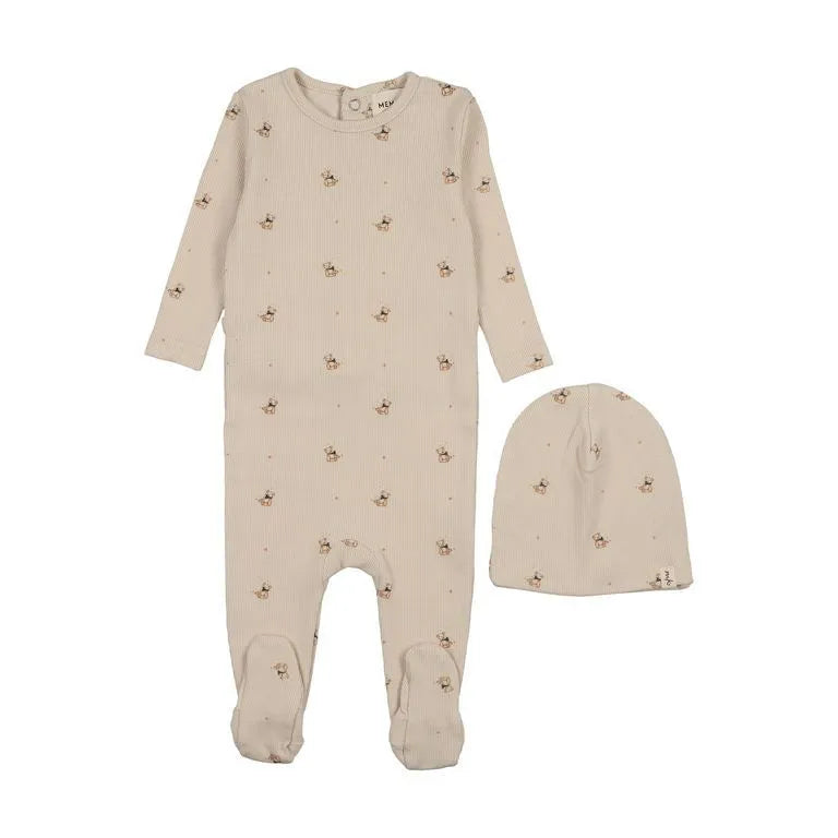 Pre-Order Mema Knits Teddy Bear Footie & Beanie