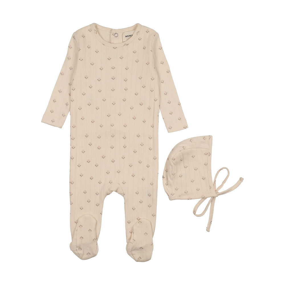 Pre-Order Mema Knits Printed Pointelle Footie & Bonnet