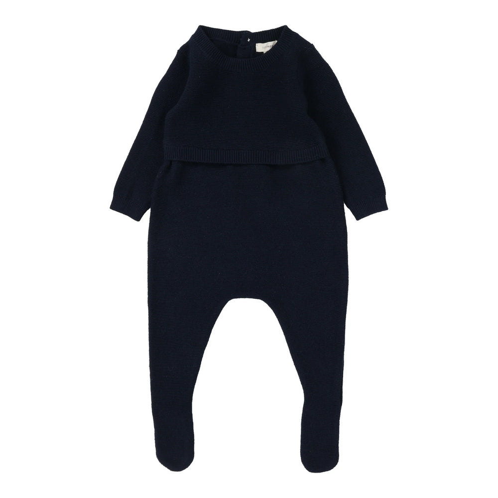 Pre-Order Lil Legs Navy Knit Footie