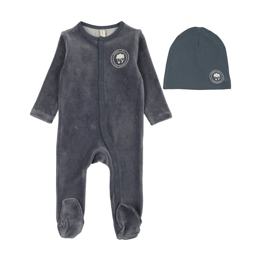 Lilette Velour Snap Down Footie/Beanie
