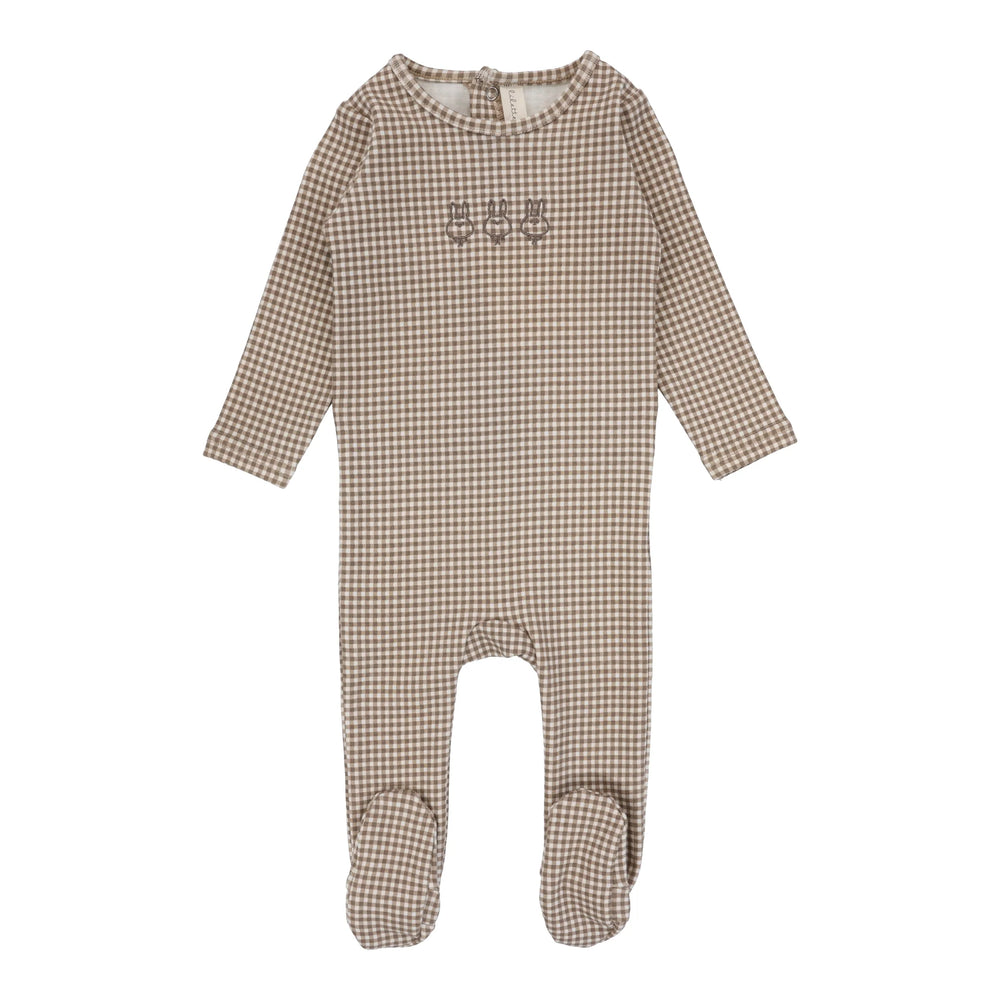 Lilette Gingham Footie- Oatmeal
