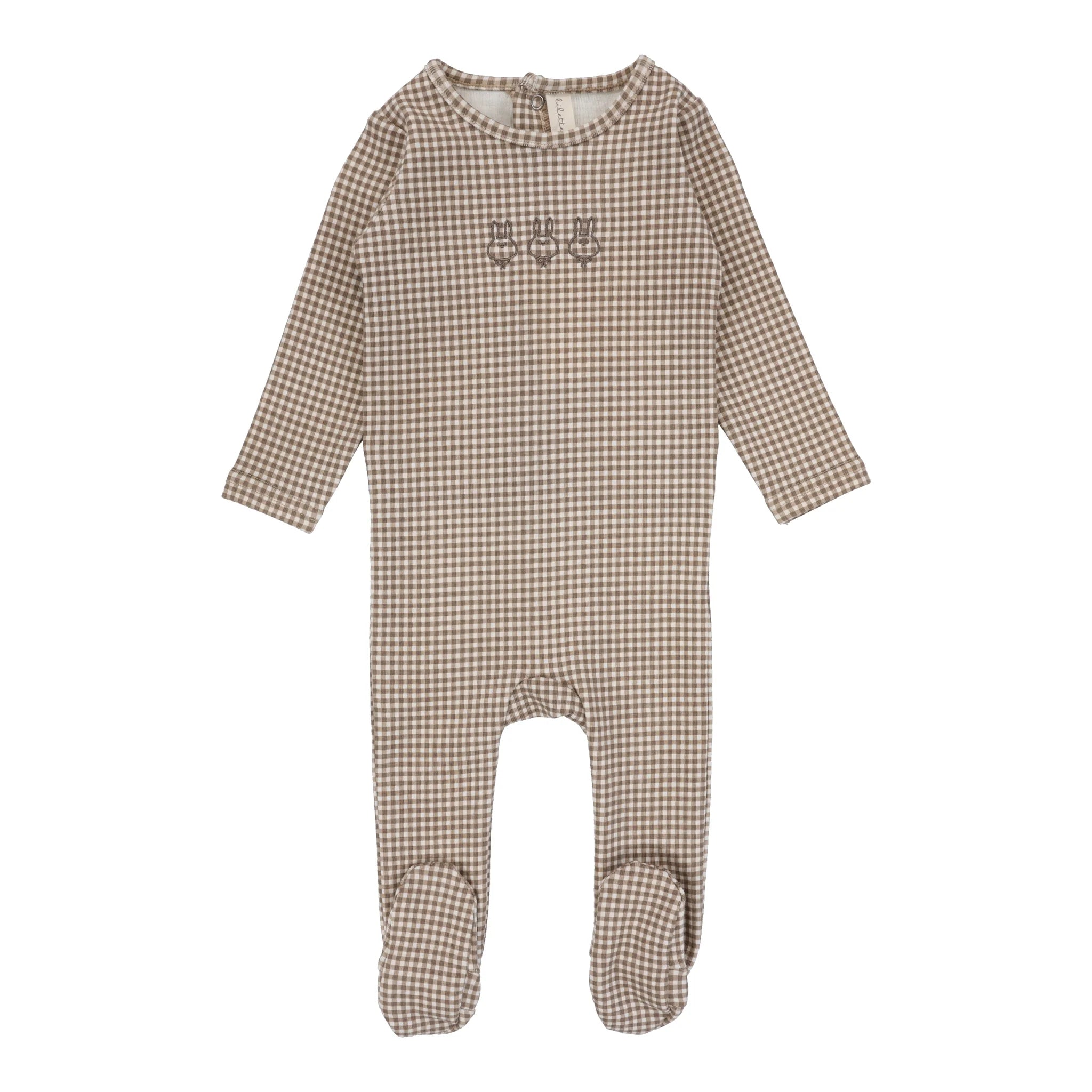 Lilette Gingham Footie- Oatmeal