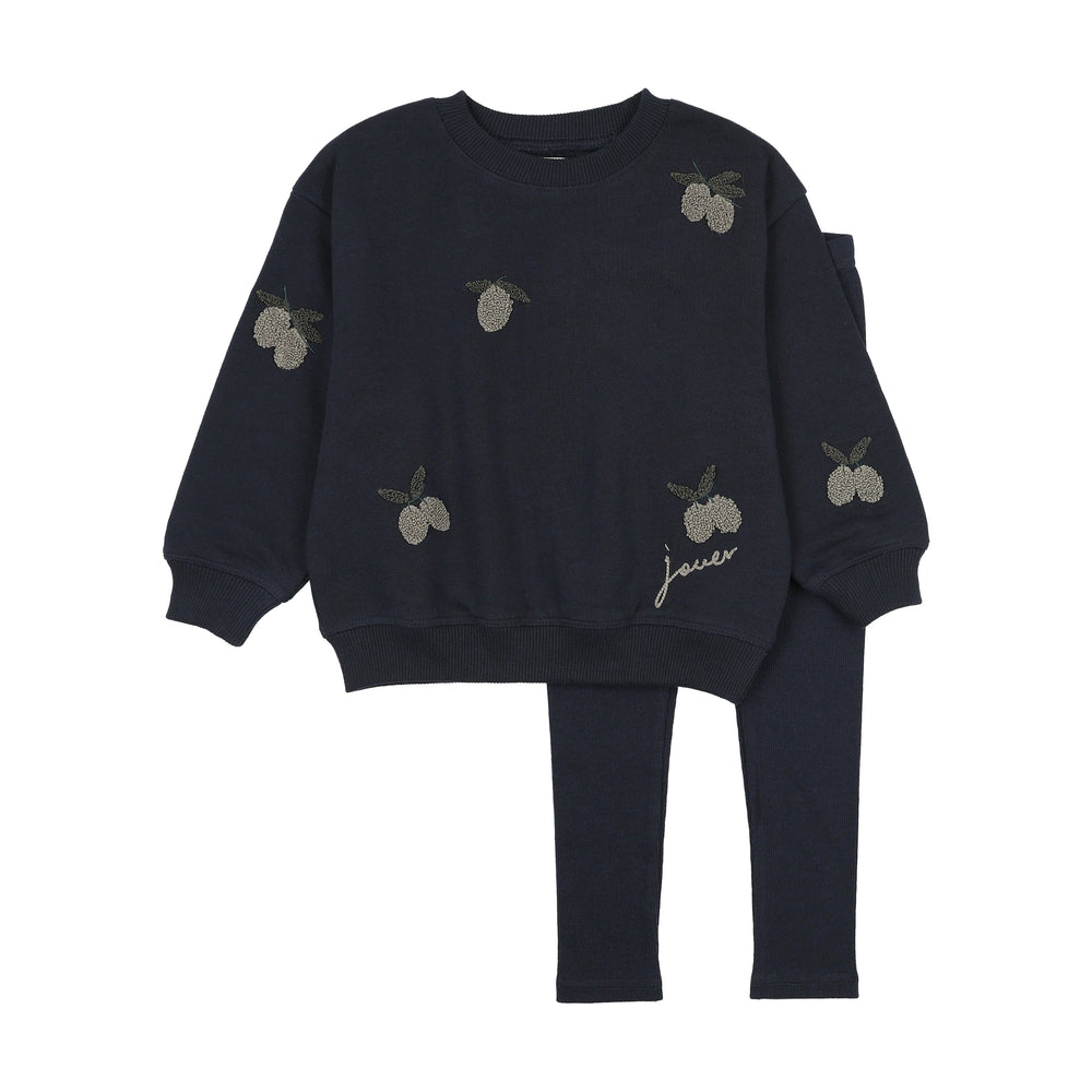 Lil Legs Olive Patch Sweatshirt Set