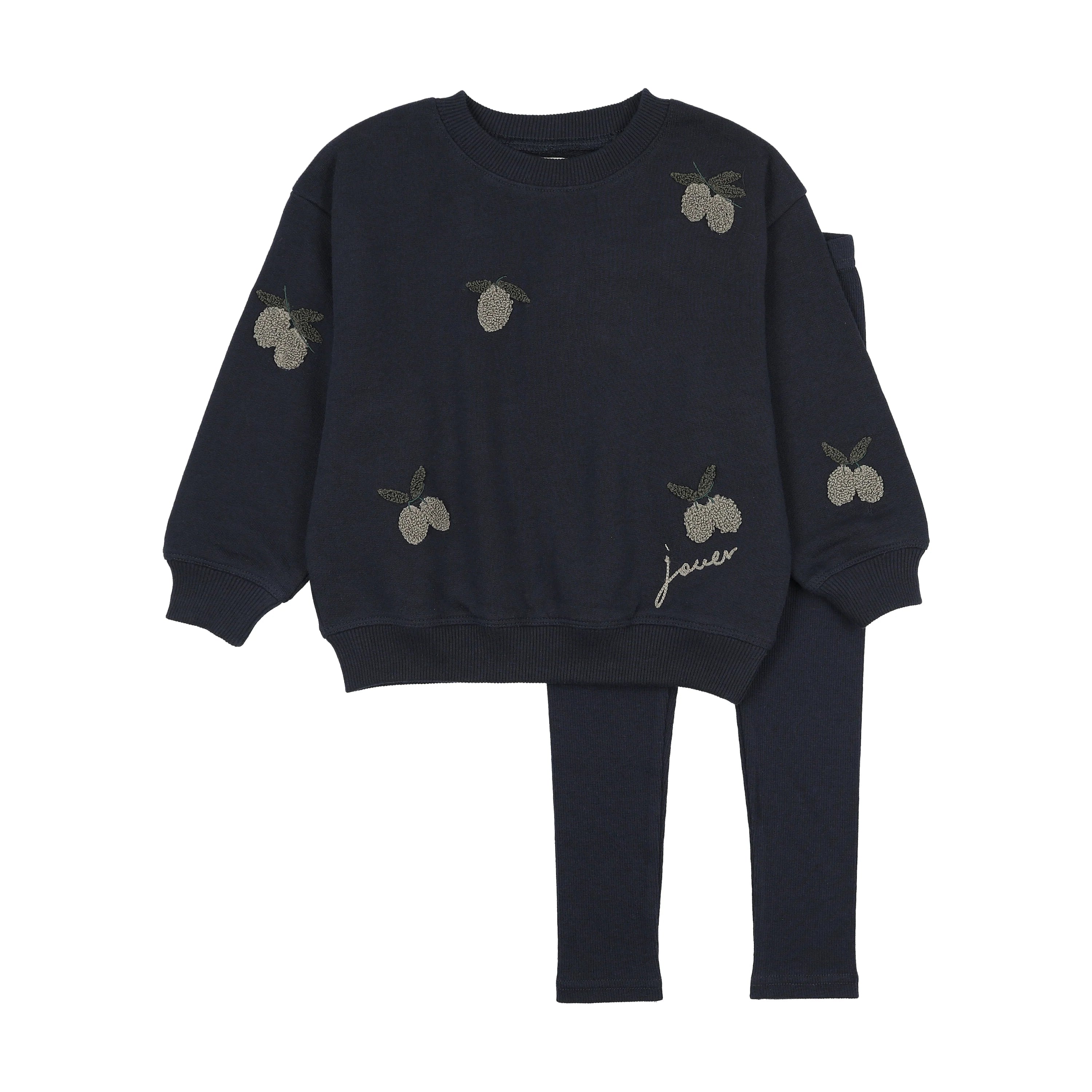 Lil Legs Olive Patch Sweatshirt Set