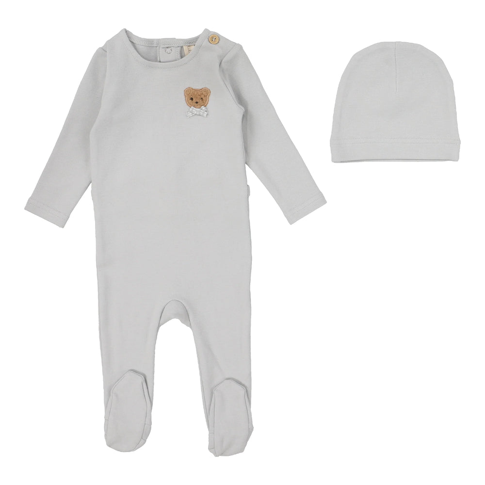 Pre-Order Bear Applique Footie & Beanie
