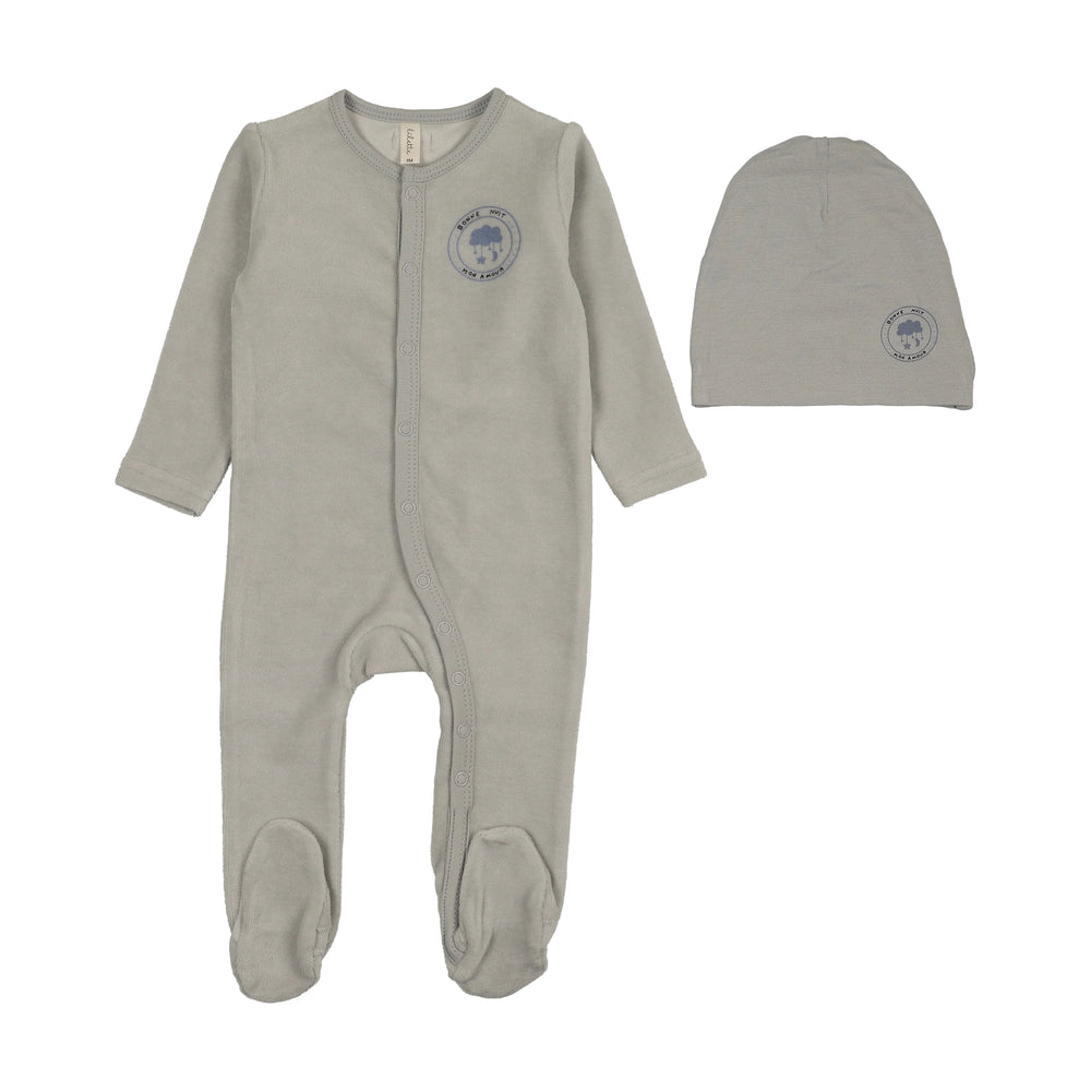 Lilette Velour Snap Down Footie/Beanie