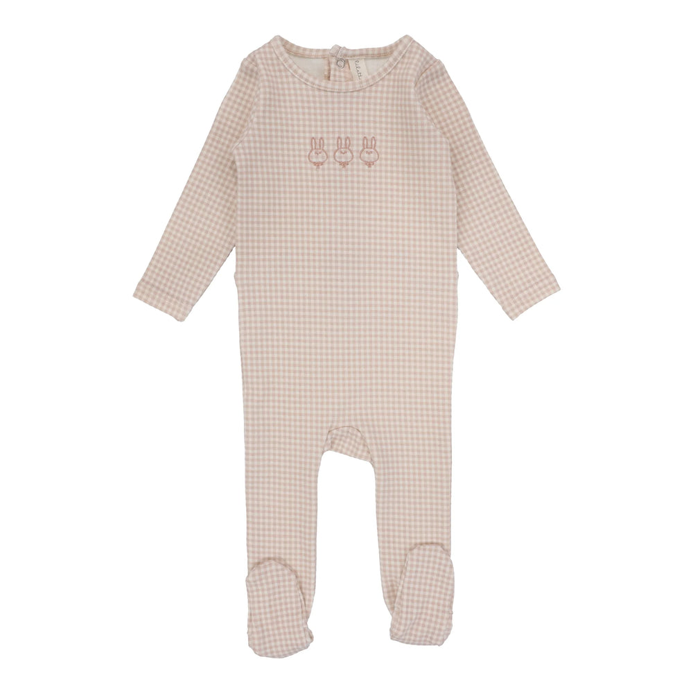 Lilette Gingham Footie- Petal