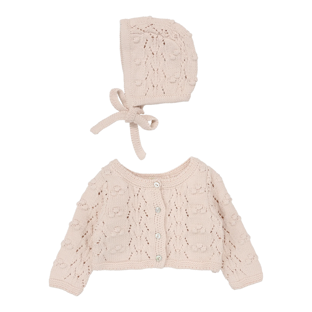 Lilette Popcorn Weave Cardigan Set