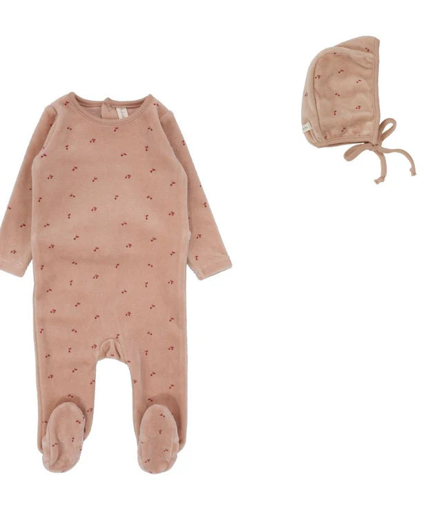 Lilette Pink Scattered Footie & Bonnet