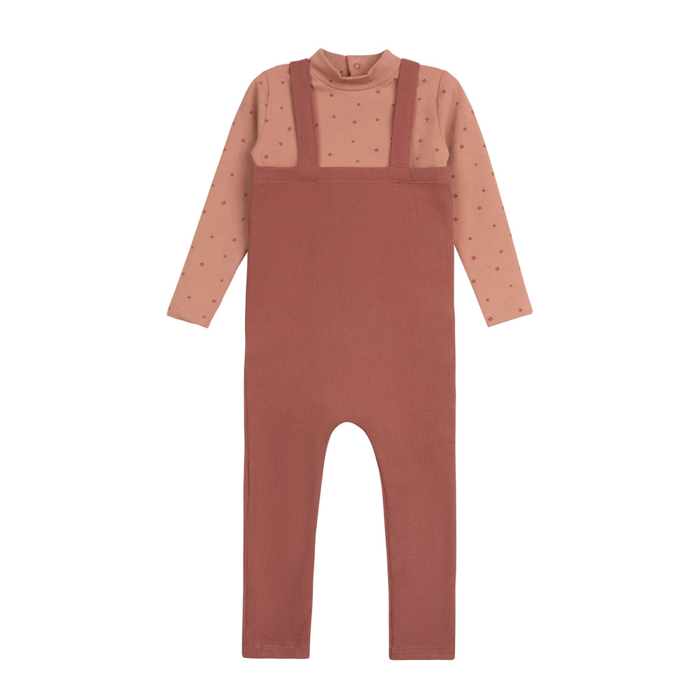 Ely's & Co Clover Print Overalls+Bodysuit
