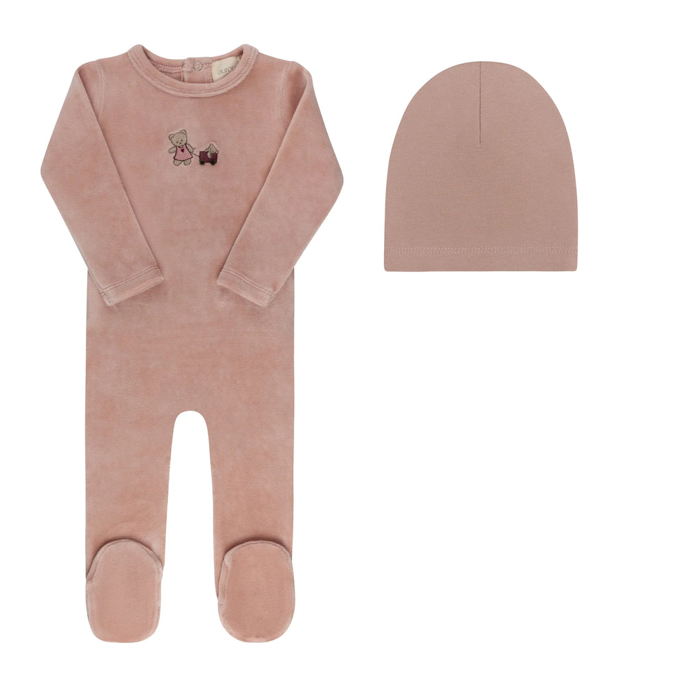 Ely's & Co Embroidered Bear Footie/Beanie