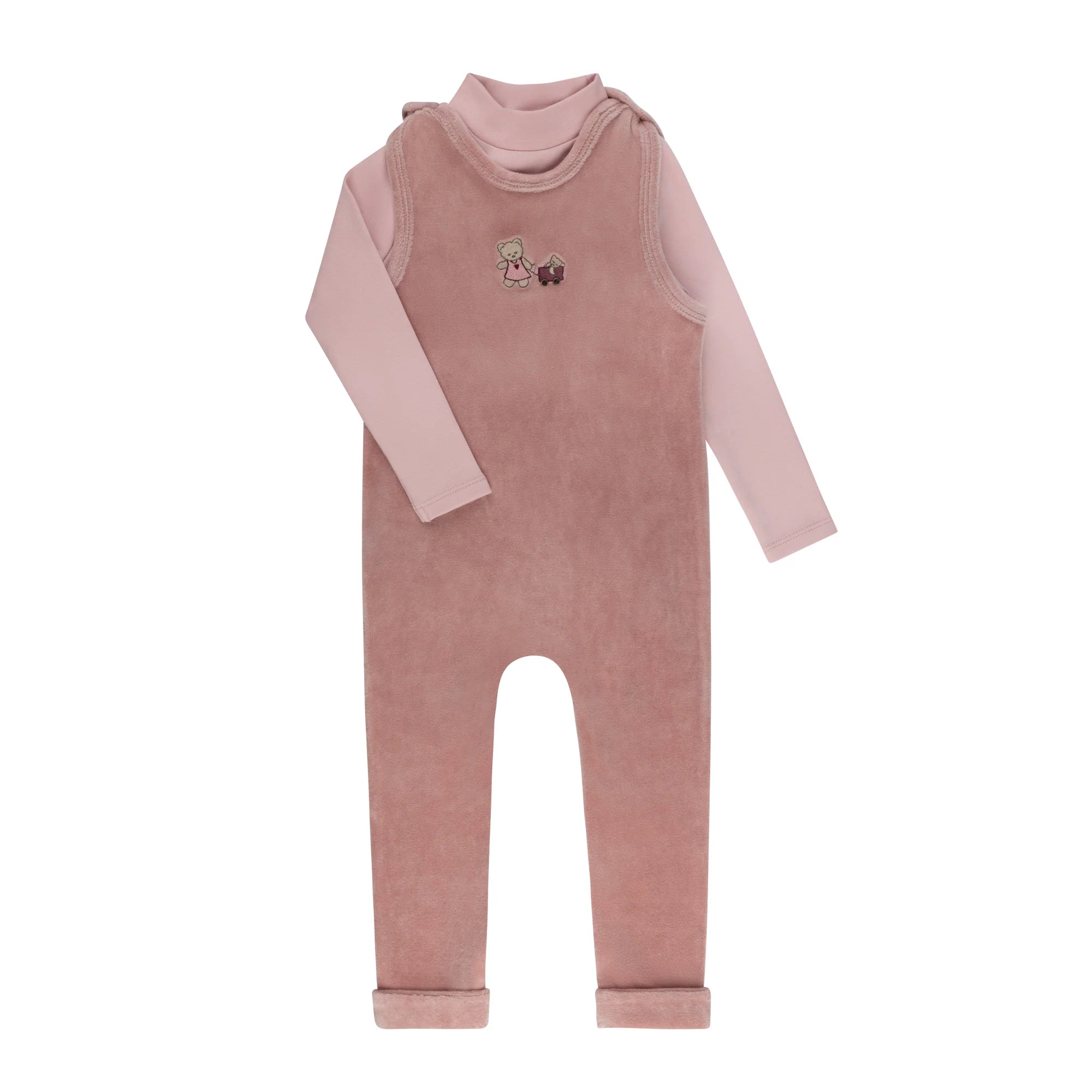 Ely's & Co Embroidered Bear Overalls Bodysuit