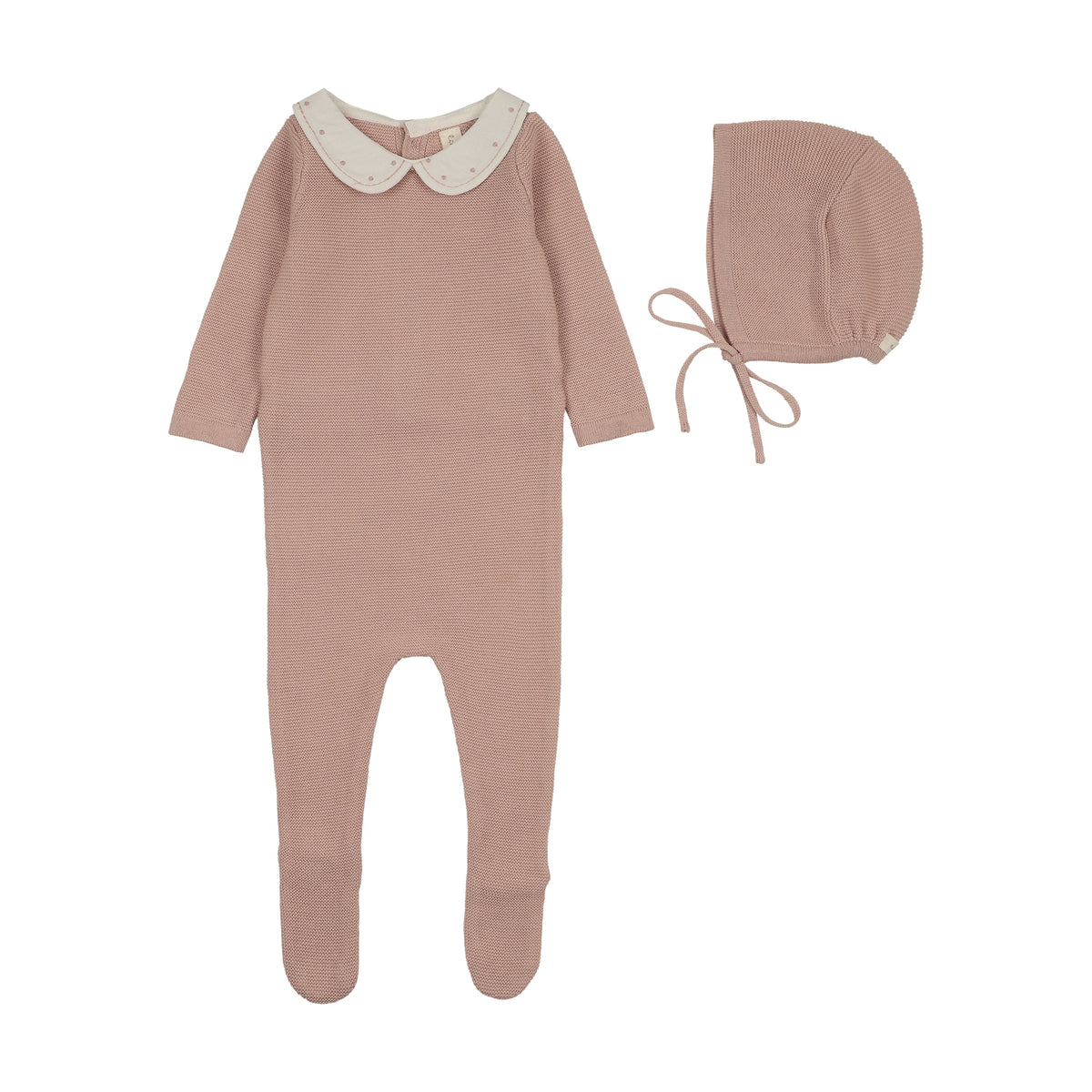 Lilette Embroidered Collar Footie/Bonnet