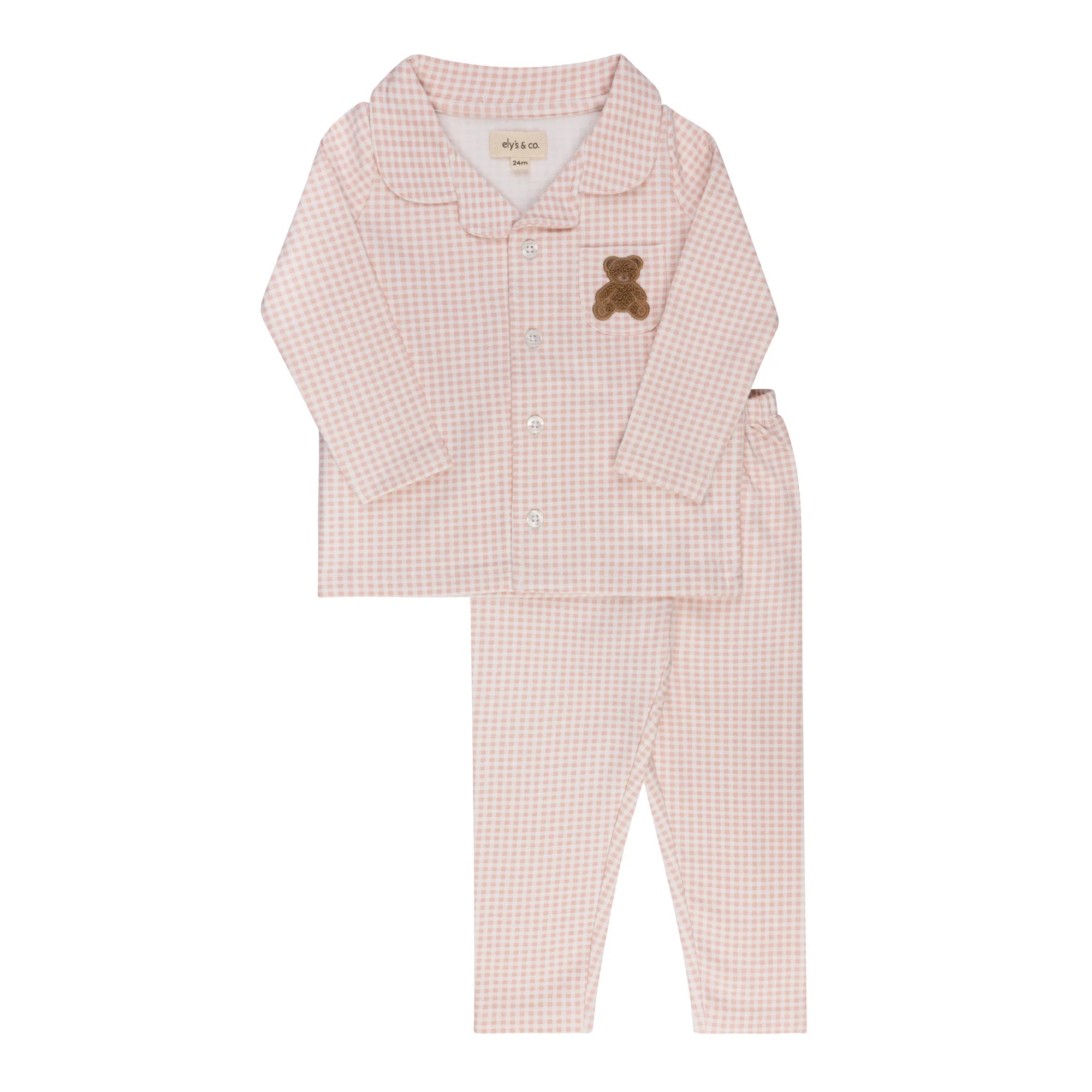 Ely's & Co Gingham Teddy Pajamas