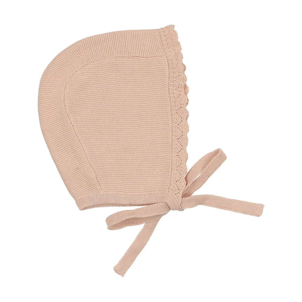 Lilette Pink Knit Collar Footie & Bonnet