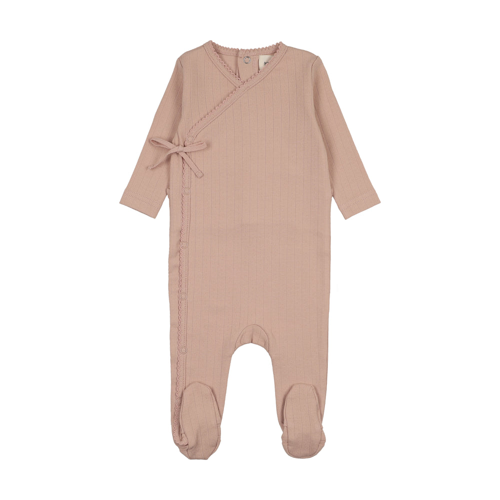 Mema Knits Pointelle Mock Wrap Footie