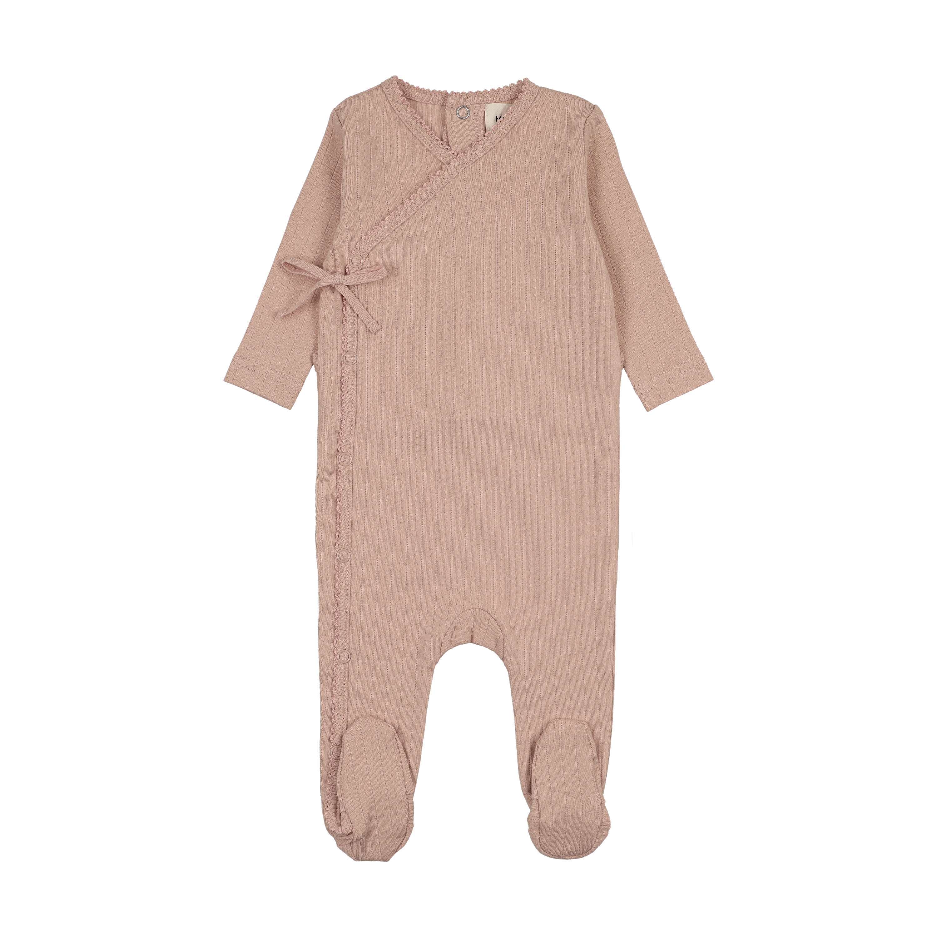 Mema Knits Pointelle Mock Wrap Footie