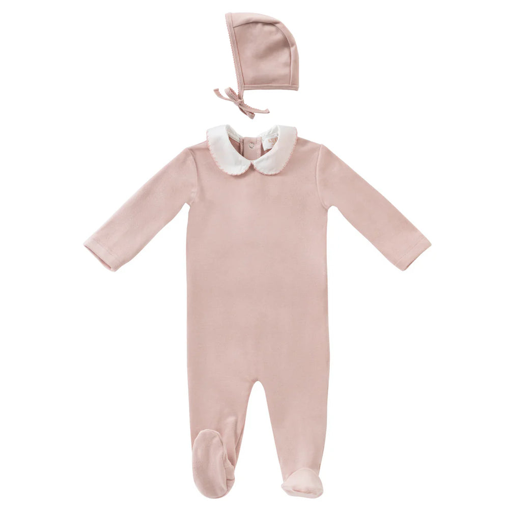 Kipp Pink Scalloped Embroidered Footie & Bonnet