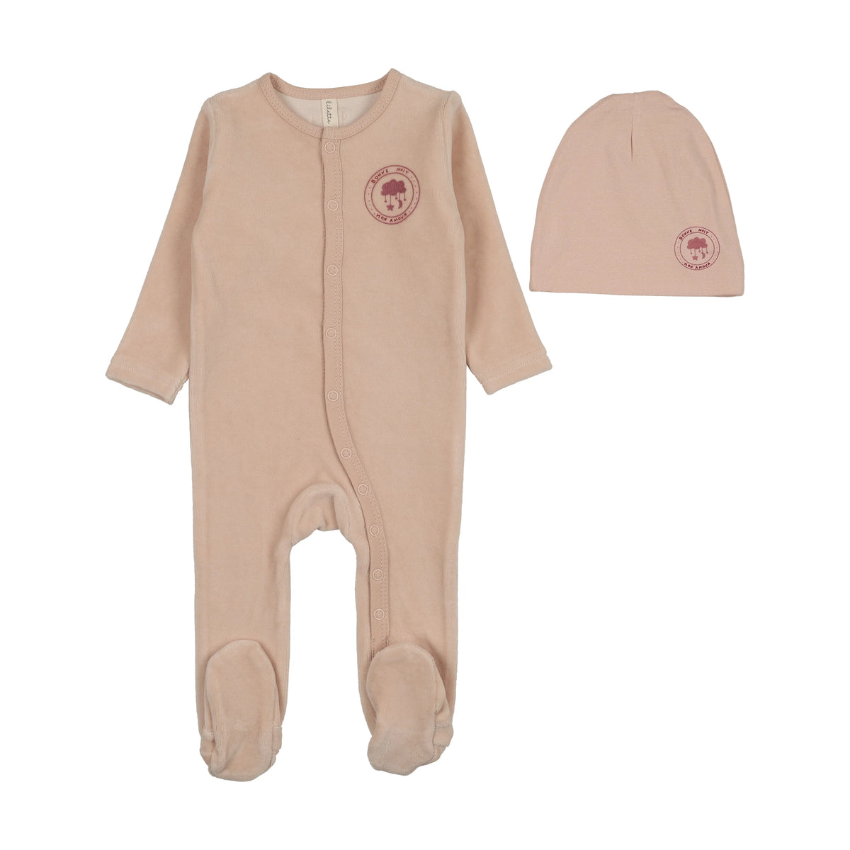 Lilette Velour Snap Down Footie/Beanie