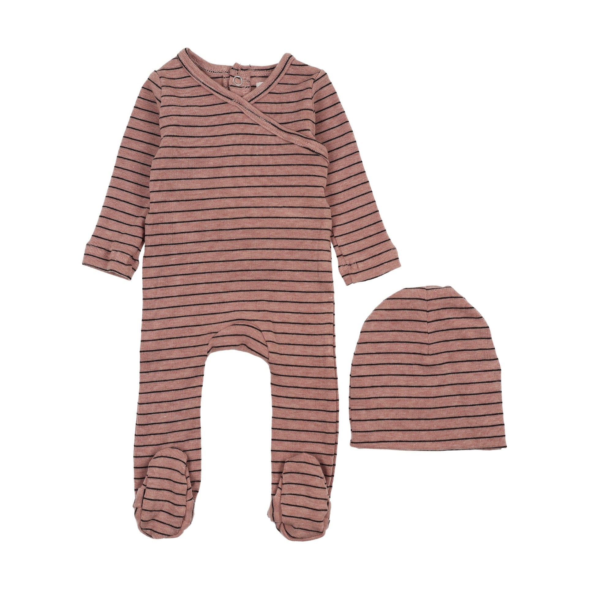 Pre-Order Bonjoy Super Soft Stripes Footie/Beanie-Pink