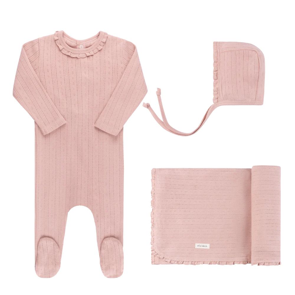 Ely's & Co Lace Pointelle Collection 3 Piece- Pink