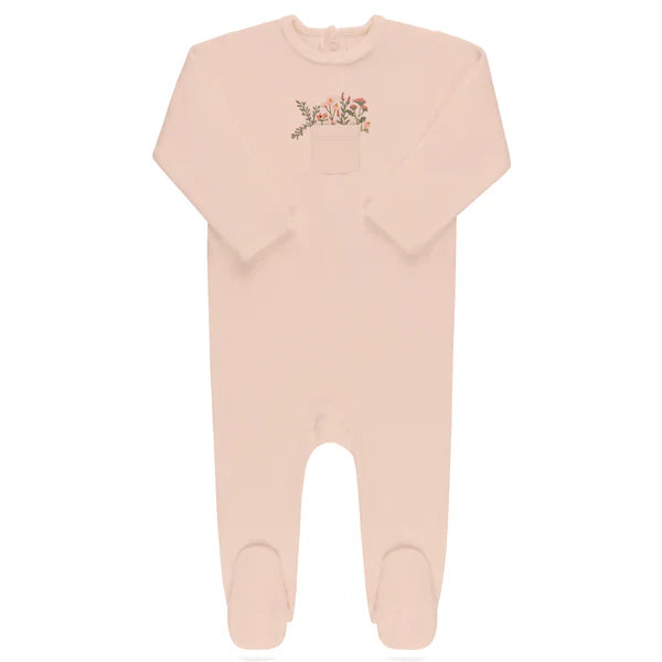 Ely's & Co Pink Velour Pocket Full of Flowers