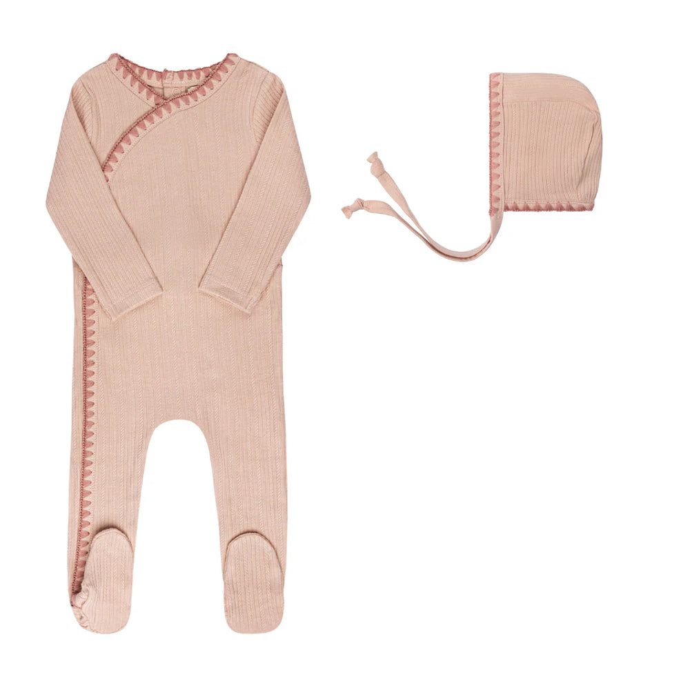 Ely's & Co Whip Stitch Footie & Bonnet