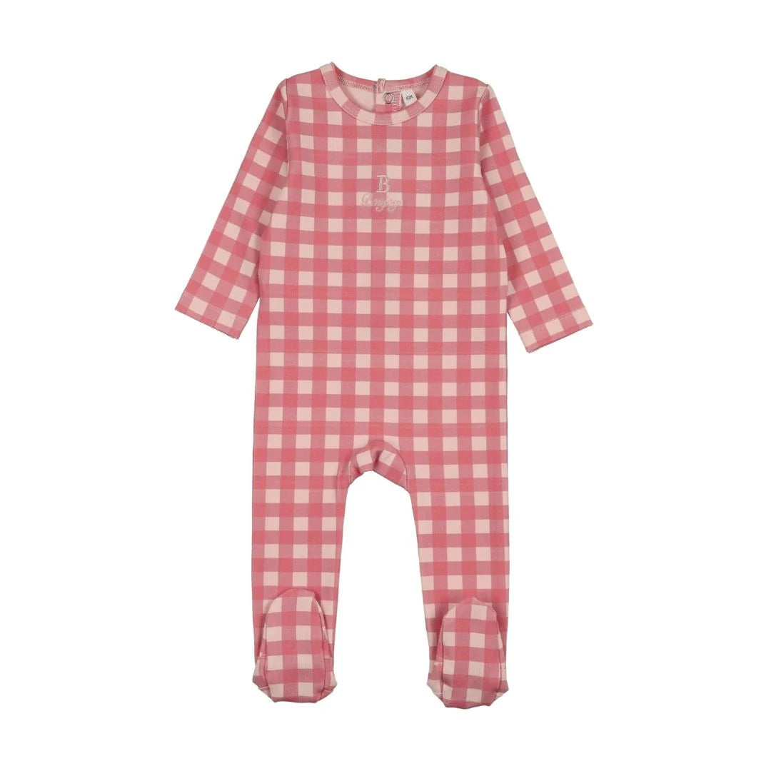 Pre-Order Bonjoy Windowpane Footie-Pink