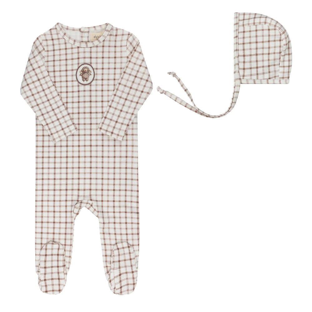 Ely's & Co Plaid Footie & Bonnet