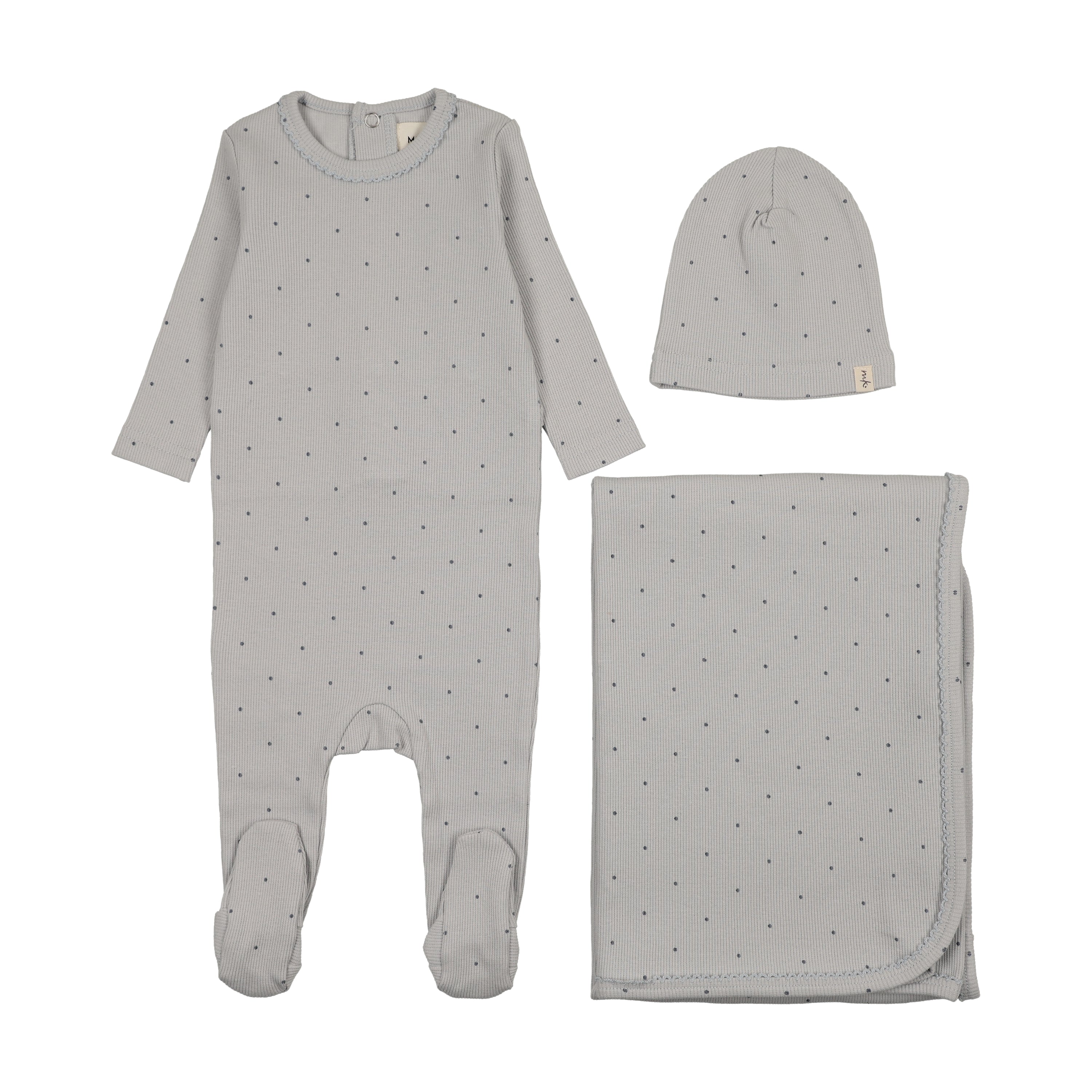 Mema Knits Polka Dot Layette Set