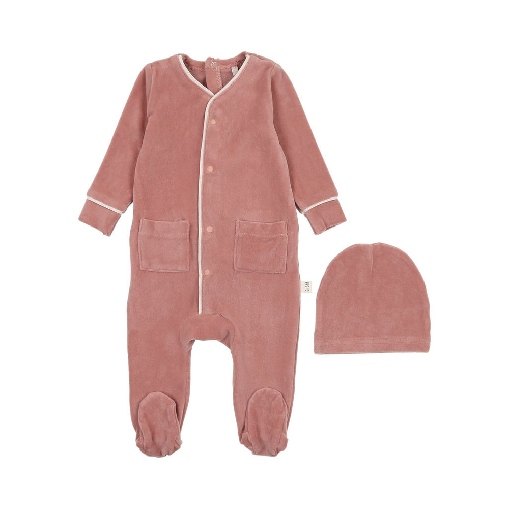 Pre-Order Pouf Velour Girl Footie & Beanie