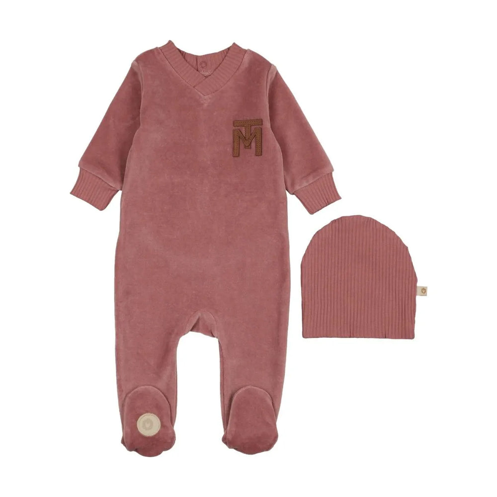 Pre-Order Mon Tresor V-Neck Emblem Footie & Beanie