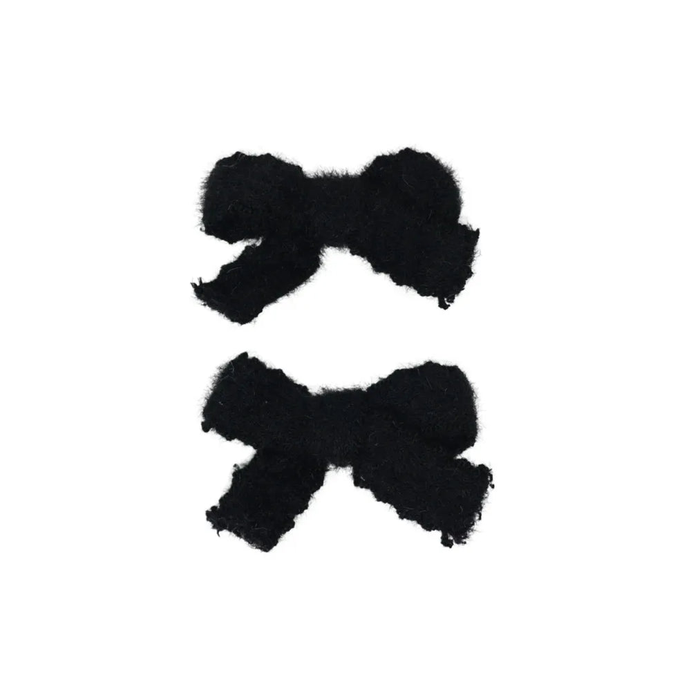 Bandeau Bows Scallop Mohair Mini Bow Clip Set