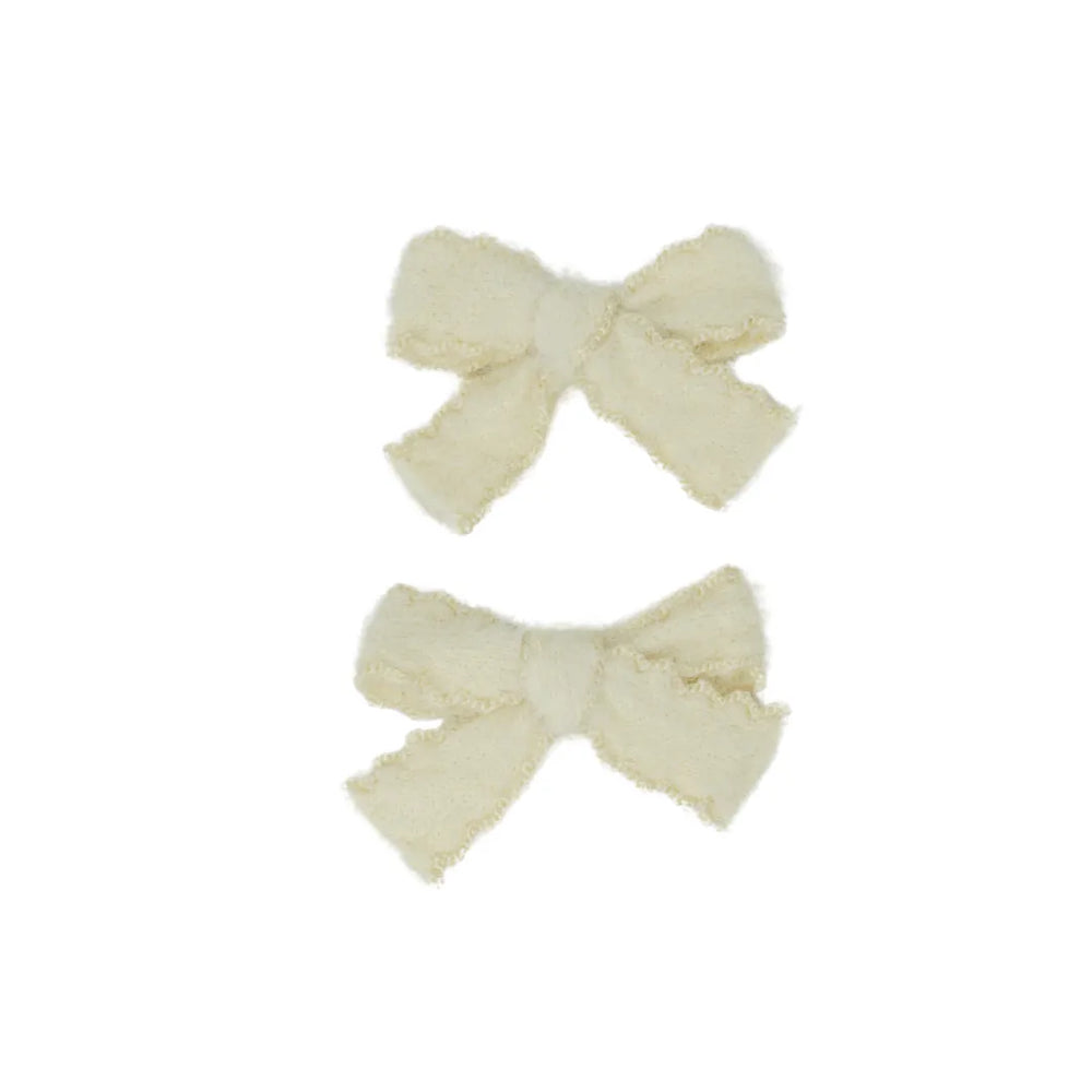 Bandeau Bows Scallop Mohair Mini Bow Clip Set