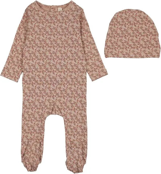 Lilette Dahlia Vines Print Footie/Beanie
