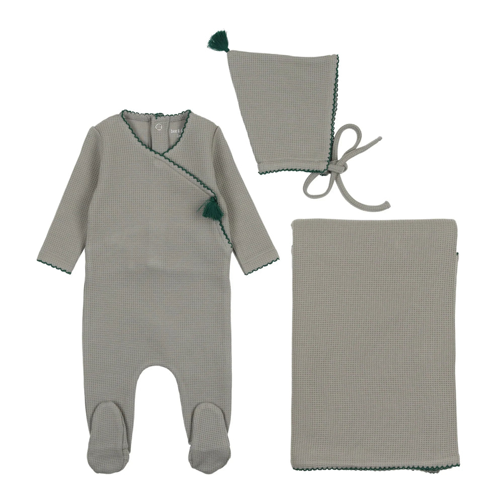 Bee & Dee Waffle Wrap Layette Set - Sky Gray Bee & Dee Waffle Wrap Layette Set - Sky Gray