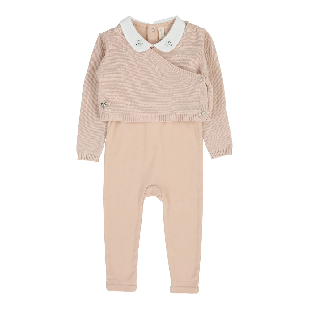 Lil Legs Soft Pink Knit Wrap Sleeveless Footie Set
