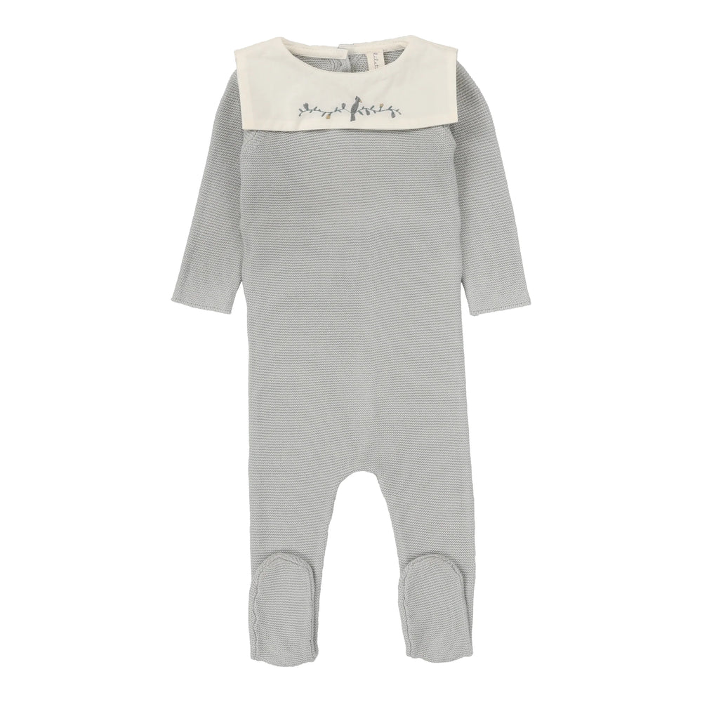 Lilette Blue Knit Collar Footie