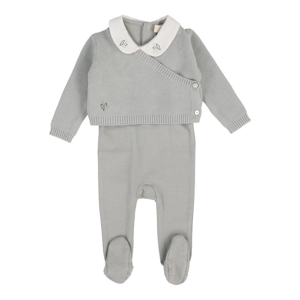 Lil Legs Soft Blue Knit Wrap Sleeveless Footie Set
