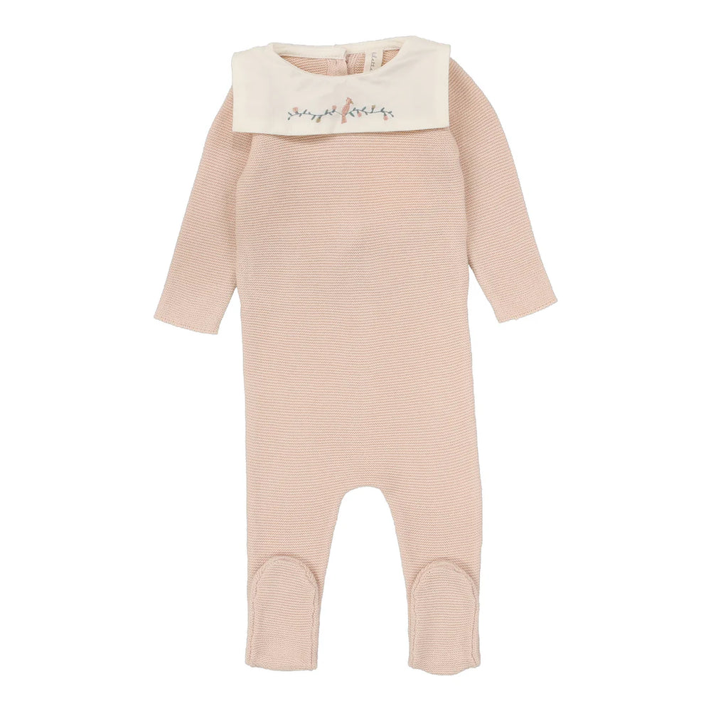 Lilette Pink Knit Collar Footie