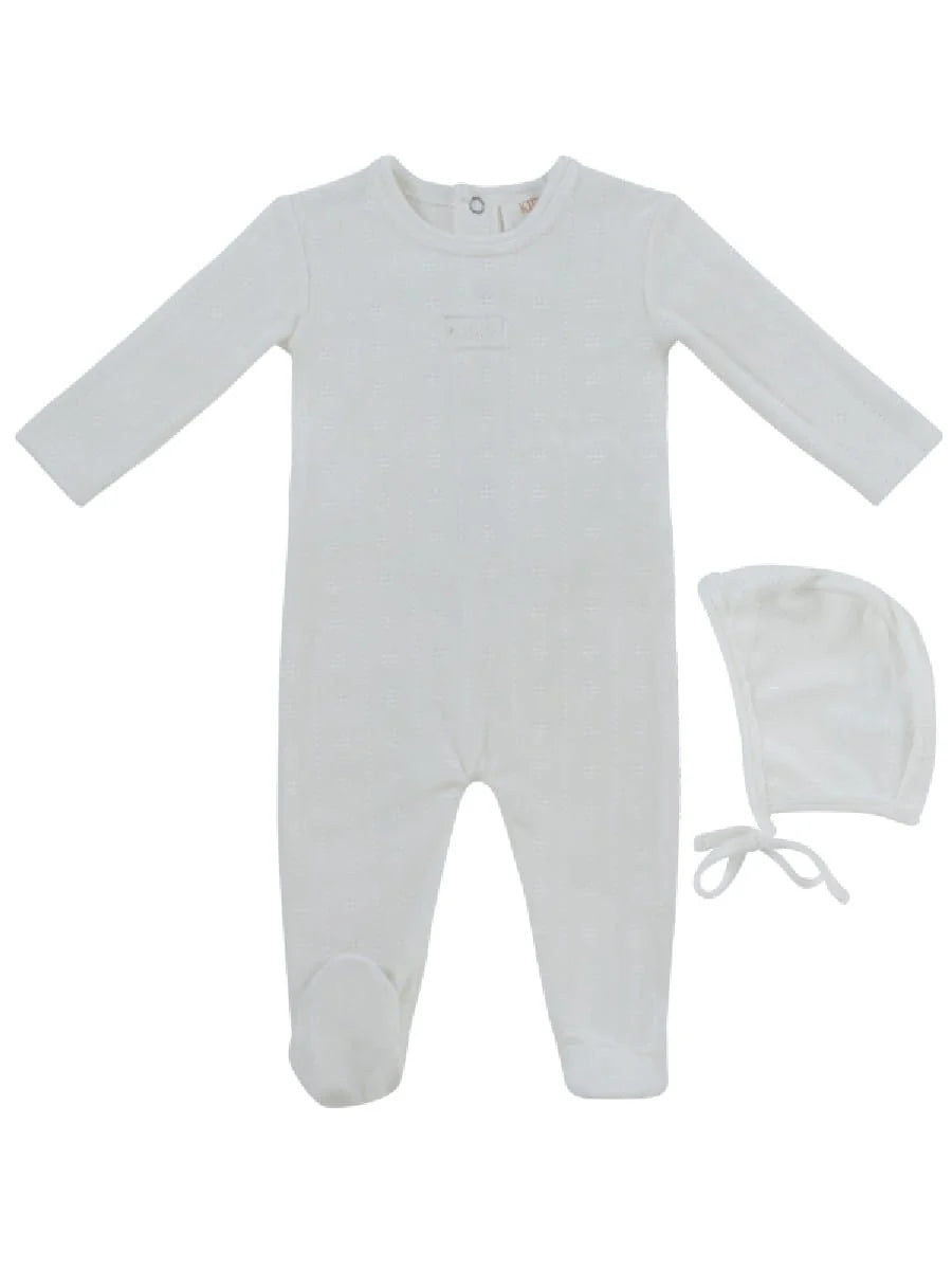 Pre-Order Kipp Baby Bebe Pointelle Footie/Bonnet Set