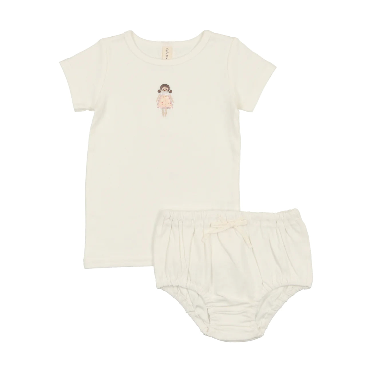 Lilette Embroidered White Doll- Bloomer Set