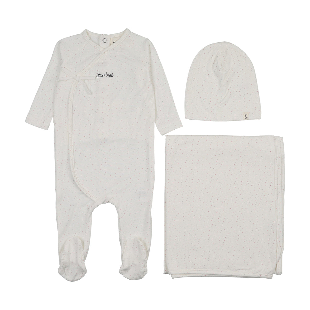 Mema Knits Mock Wrap Polka Dot Layette Set