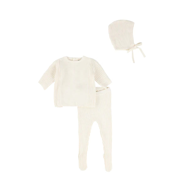 Authentic Knit Set (*Footed)-White (Bris) with Blanket